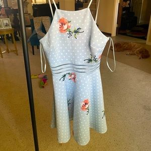 City Studio light blue polka dotted dress